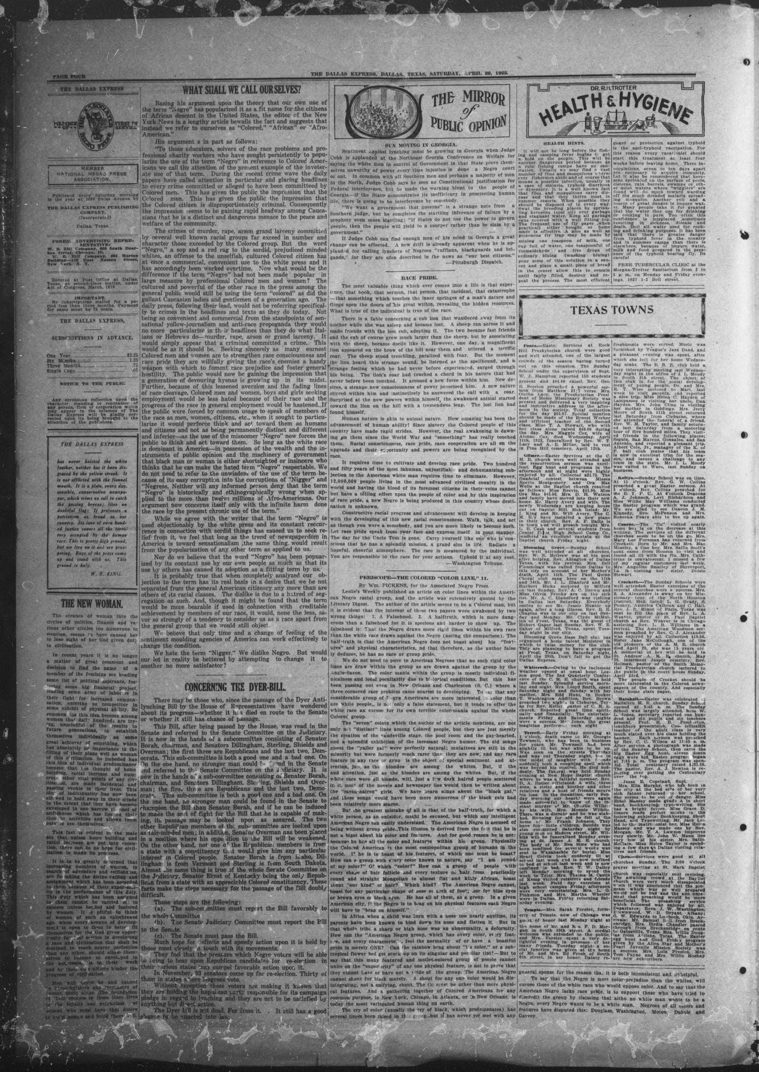 The Mirror of Public Opinion Race Pride, 1922
